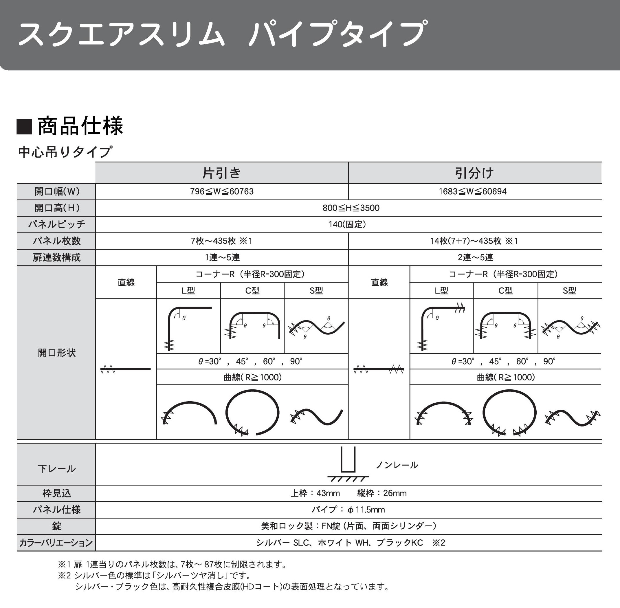 横引きパイプシャッタースクエアスリムパイプタイプ--仕様